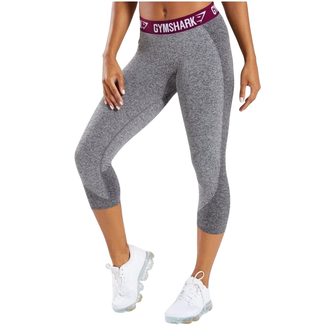 New Gymshark Women's Flex Cropped Legging Charcoal/Deep Plum Size Xs